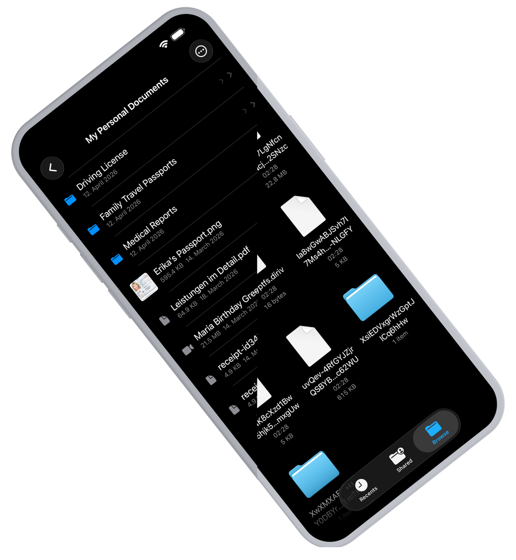 MyCryptFS for iOS — before and after
