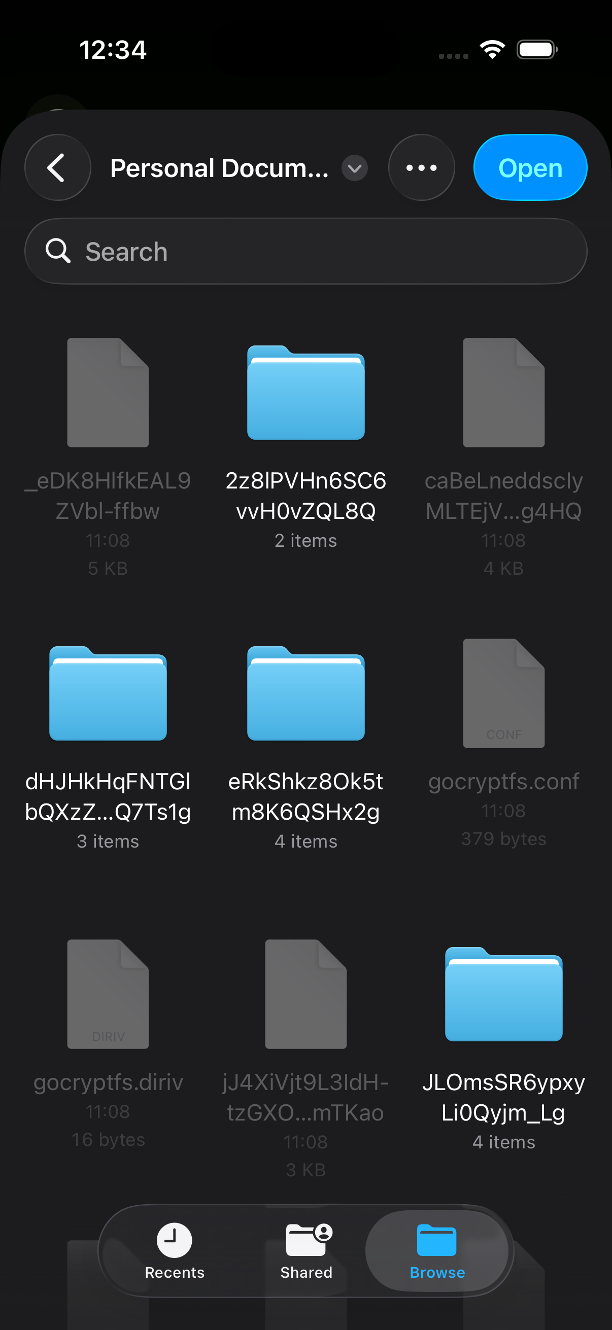 Encrypted vault in cloud — opaque ciphertext filenames